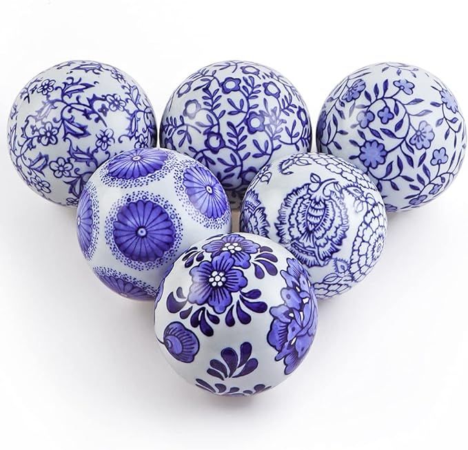 Sanbege Decorative Porcelain Balls, 3" Centerpiece Balls Set, Floating Ceramic Orbs Spheres for B... | Amazon (US)