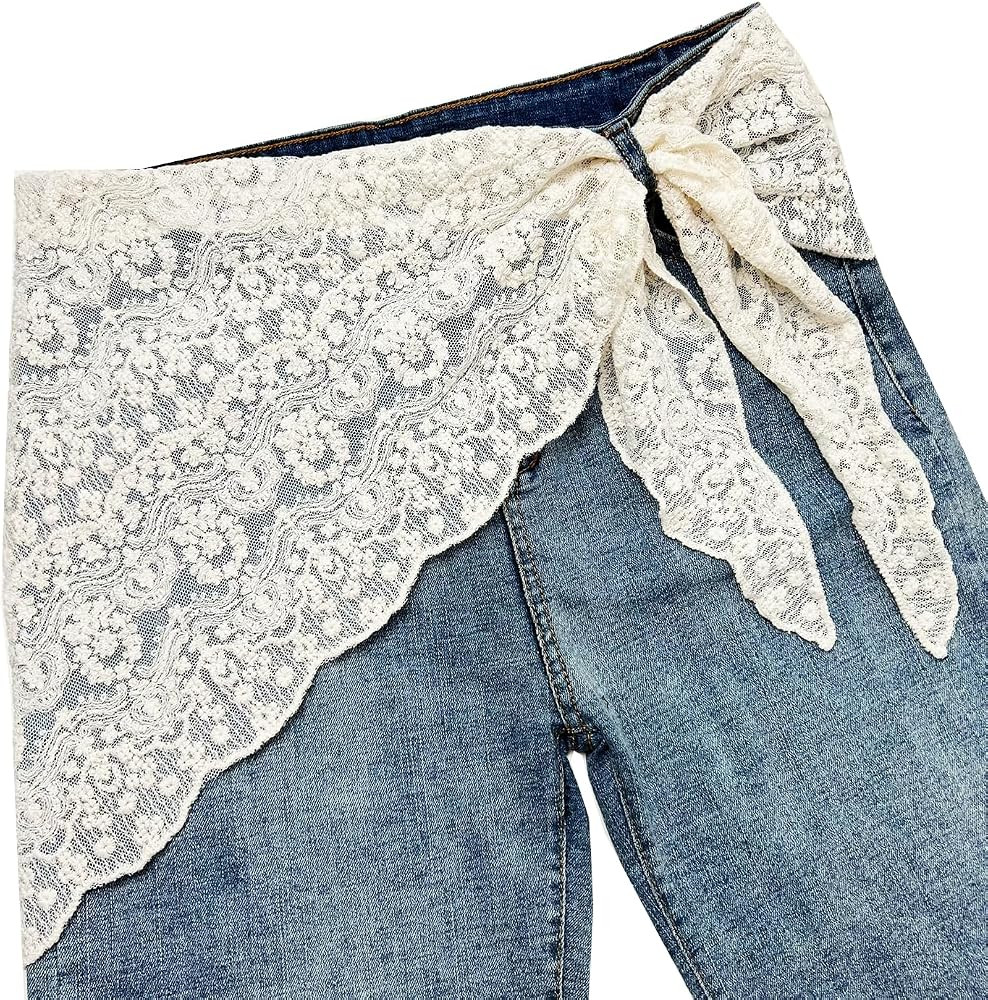 Lace Triangle scarf Wraps Belt For Neck Head,Waist Sash Belts Wrap Fashion Skinny Scarves For Wom... | Amazon (US)