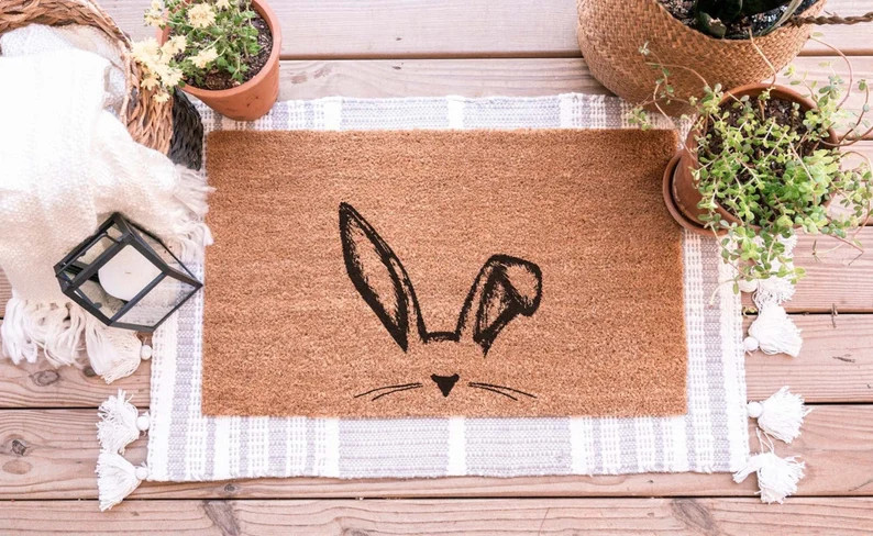 Easter Doormat Bunny Doormat Easter Bunny Decor Happy | Etsy | Etsy (US)