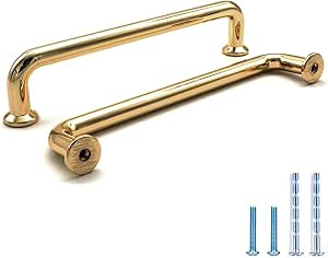 Bestory 10 Pack Hole Center 5''(128mm) Polished Brass Kitchen Cabinet Pulls.Zinc Alloy Solid Roun... | Amazon (US)