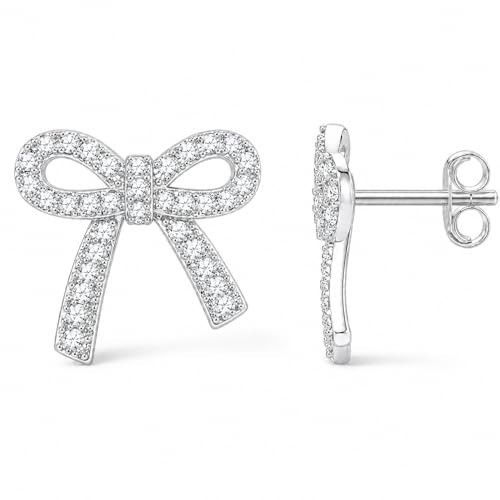 Bow Earrings for Women Sparkly Rhinestone Bow Stud Earrings Cute Ribbon Jewelry for Prom Wedding Party Gifts Accessories | Amazon (US)