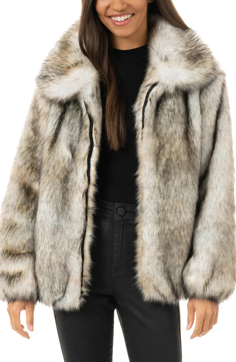 DONNA SALYERS FABULOUS FURS Yukon Wolf Faux Fur Bomber Jacket | Nordstromrack | Nordstrom Rack