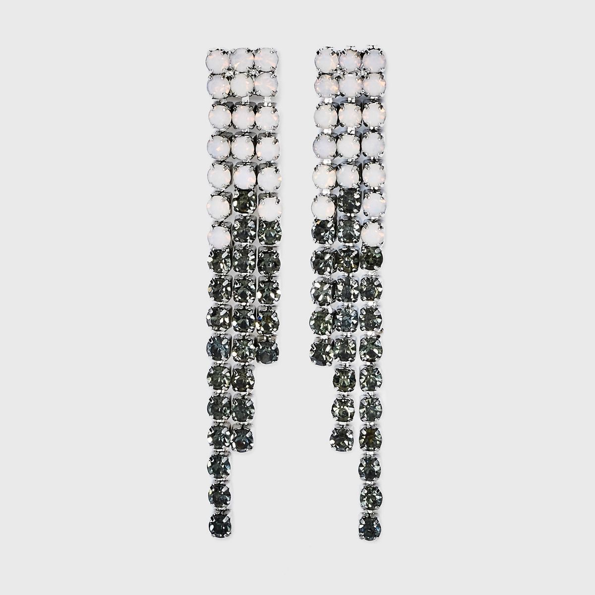 Asymmetrical Linear Crystal Earrings - A New Day™ Silver/Black | Target