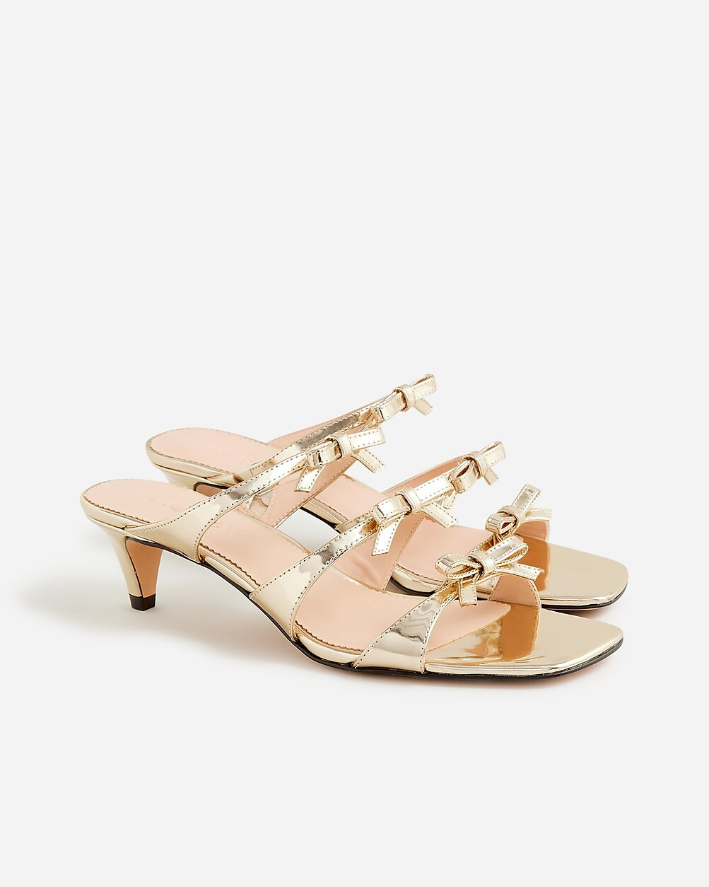 Zadie bow-strap heels in metallic leather | J. Crew US