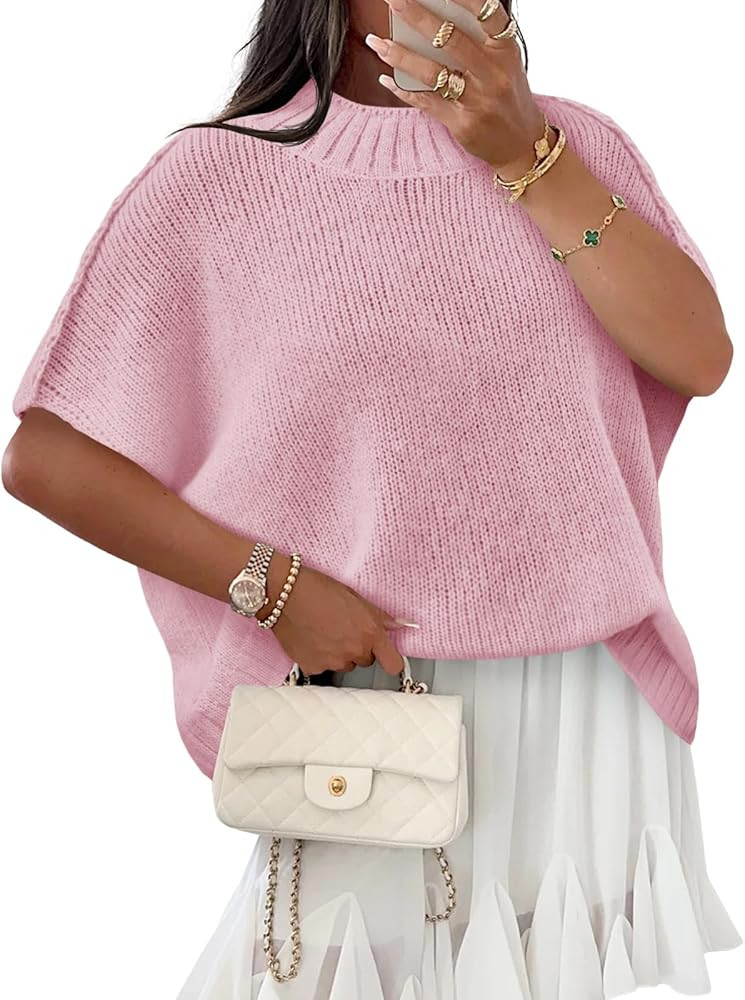 Saodimallsu Womens Oversized Sweater Tops Summer Lightweight Batwing Half Sleeve Casual Loose Kni... | Amazon (US)