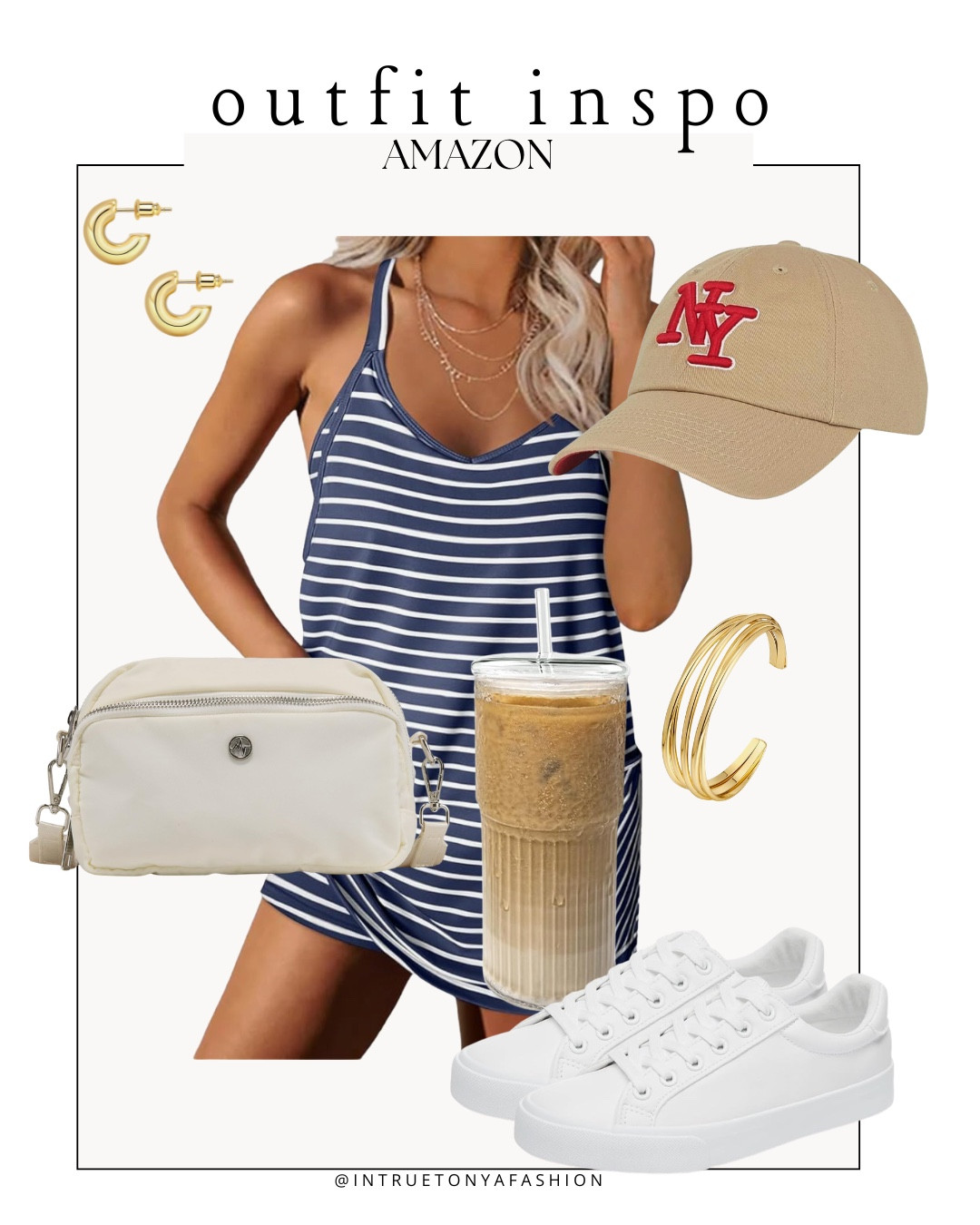 Summer outfit idea from amazon — striped dress with built in shorts, white sneakers, belt bag, beige NY hat and gold jewelry 





Size 6/8 summer outfit ideas, midsize summer outfit, casual summer style, effortless everyday style, Amazon fashion midsize, petite Amazon fashion, coffee run outfit, SAHM outfits for summer, amazon prime deal days

#LTKootd #LTKSaleAlert #LTKPetite