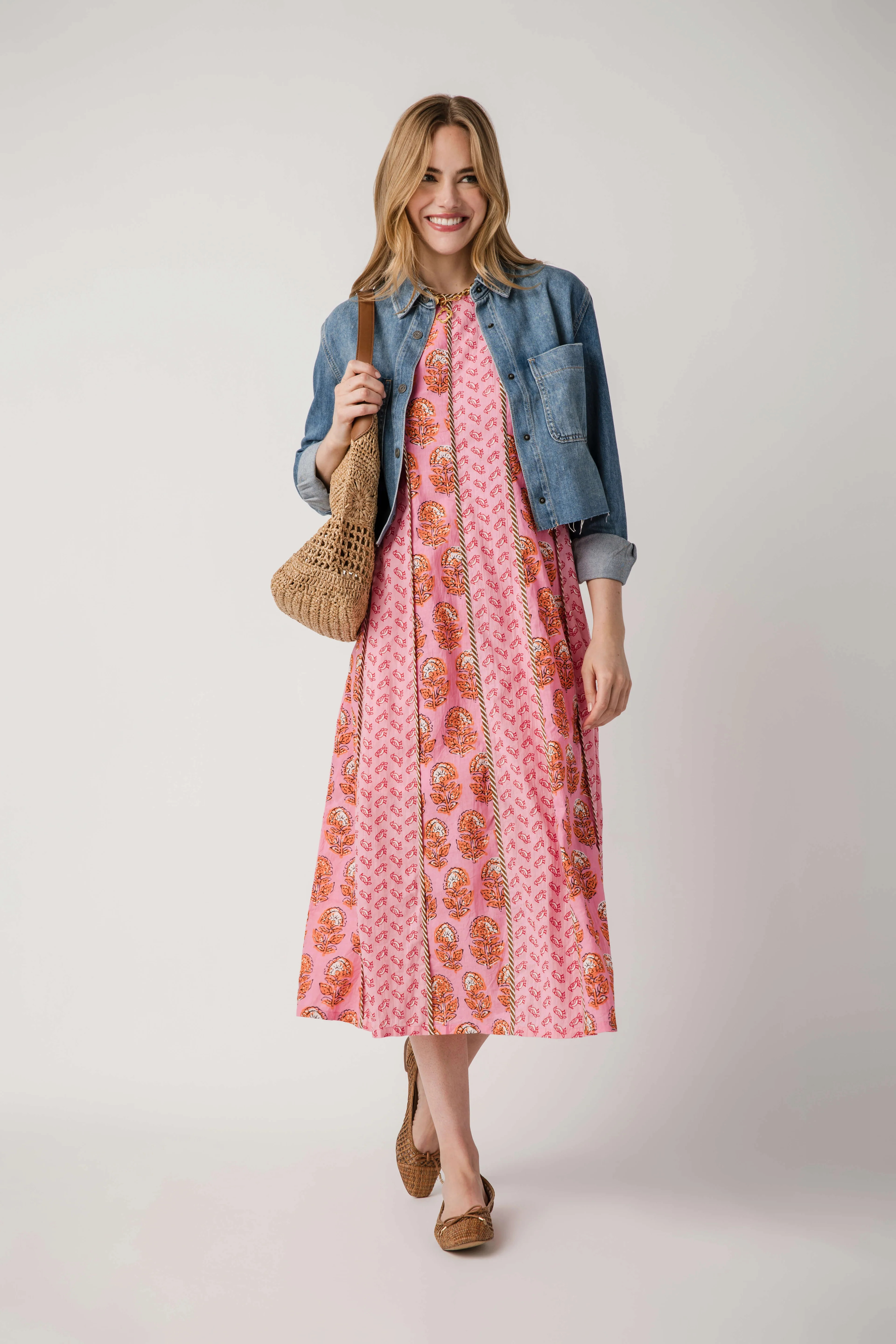 THML Mixed Pattern Seamed Maxi Dress | Social Threads