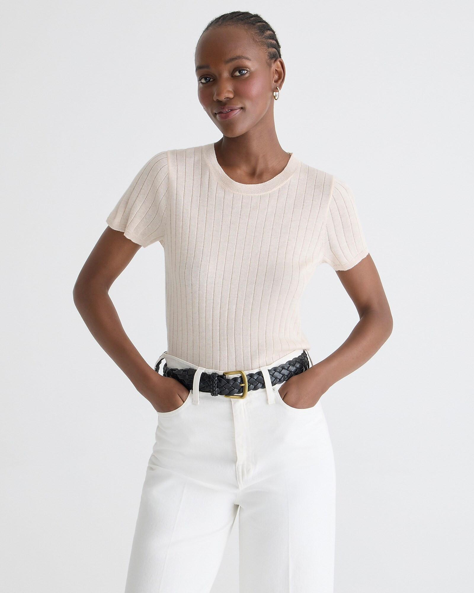 Silk-blend cropped T-shirt | J. Crew US