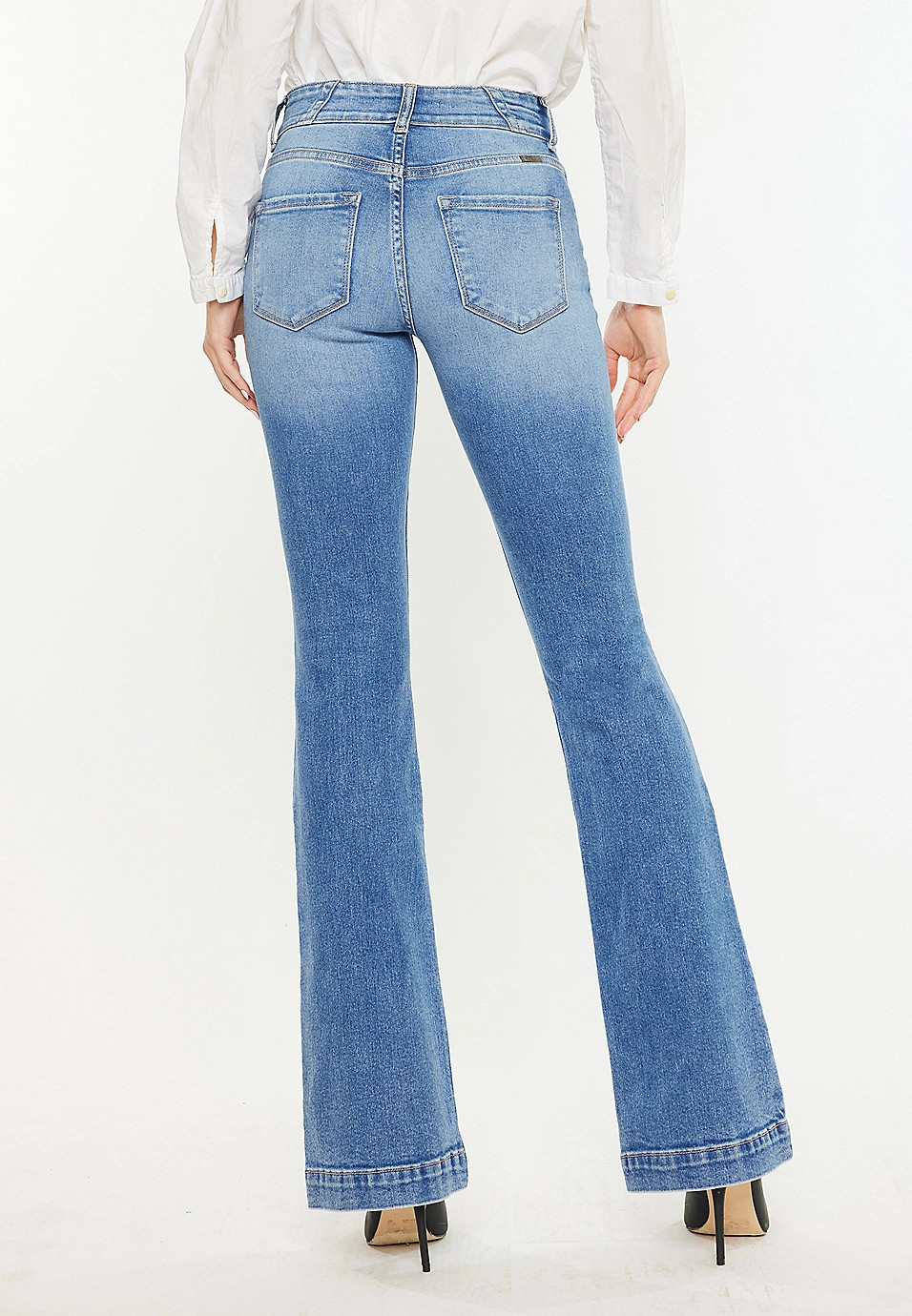 KanCan™ High Rise Double Button Wide Hem Flare Jean | Maurices