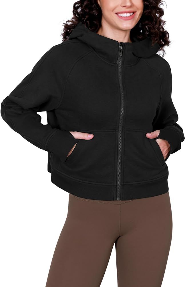 ODODOS Women's Hoodies Full/Half Zip Fleece Lined Sweatshirts Oversize Cropped Pullover with Pock... | Amazon (US)