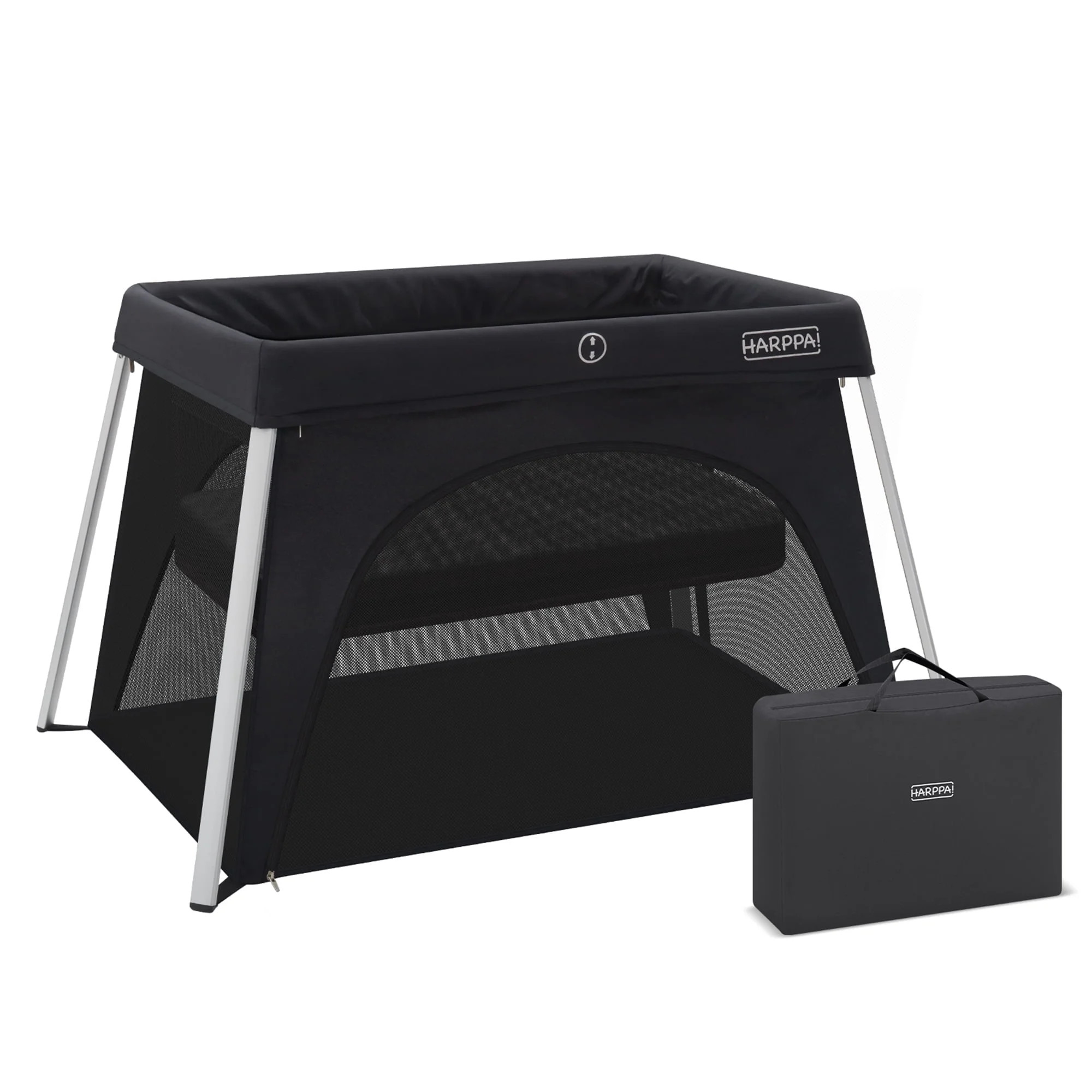 HARPPA Portable Travel Crib with Mattress, Foldable Playard for Baby and Toddler, 11lbs, Black | Walmart (US)