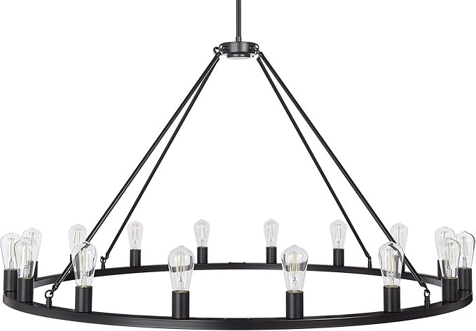 Sonoro Large 48 inch 16 Light Round Dining Room Industrial Chandelier | Black Rustic Kitchen Isla... | Amazon (US)