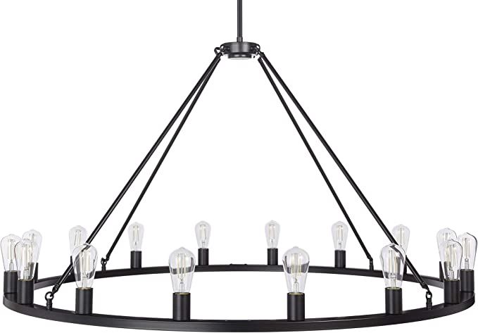 Sonoro Large 48 inch 16 Light Round Dining Room Industrial Chandelier | Black Rustic Kitchen Isla... | Amazon (US)