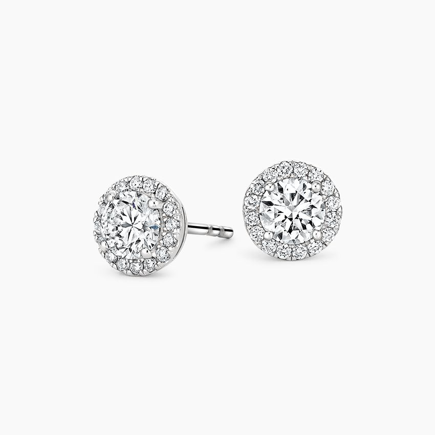 18K White Gold Halo Diamond Earrings | Brilliant Earth