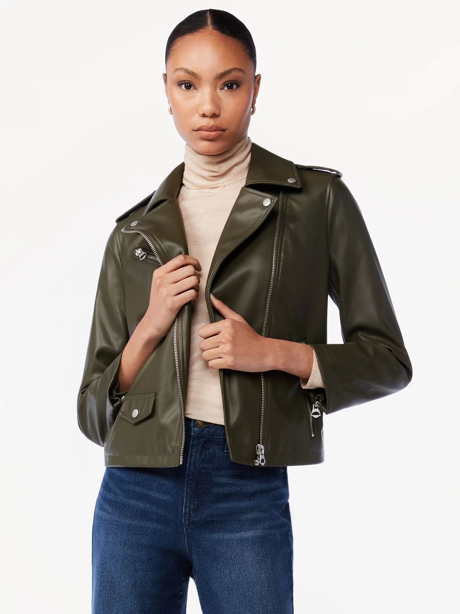 Scoop Women's Faux Leather Moto Jacket | Walmart (US)