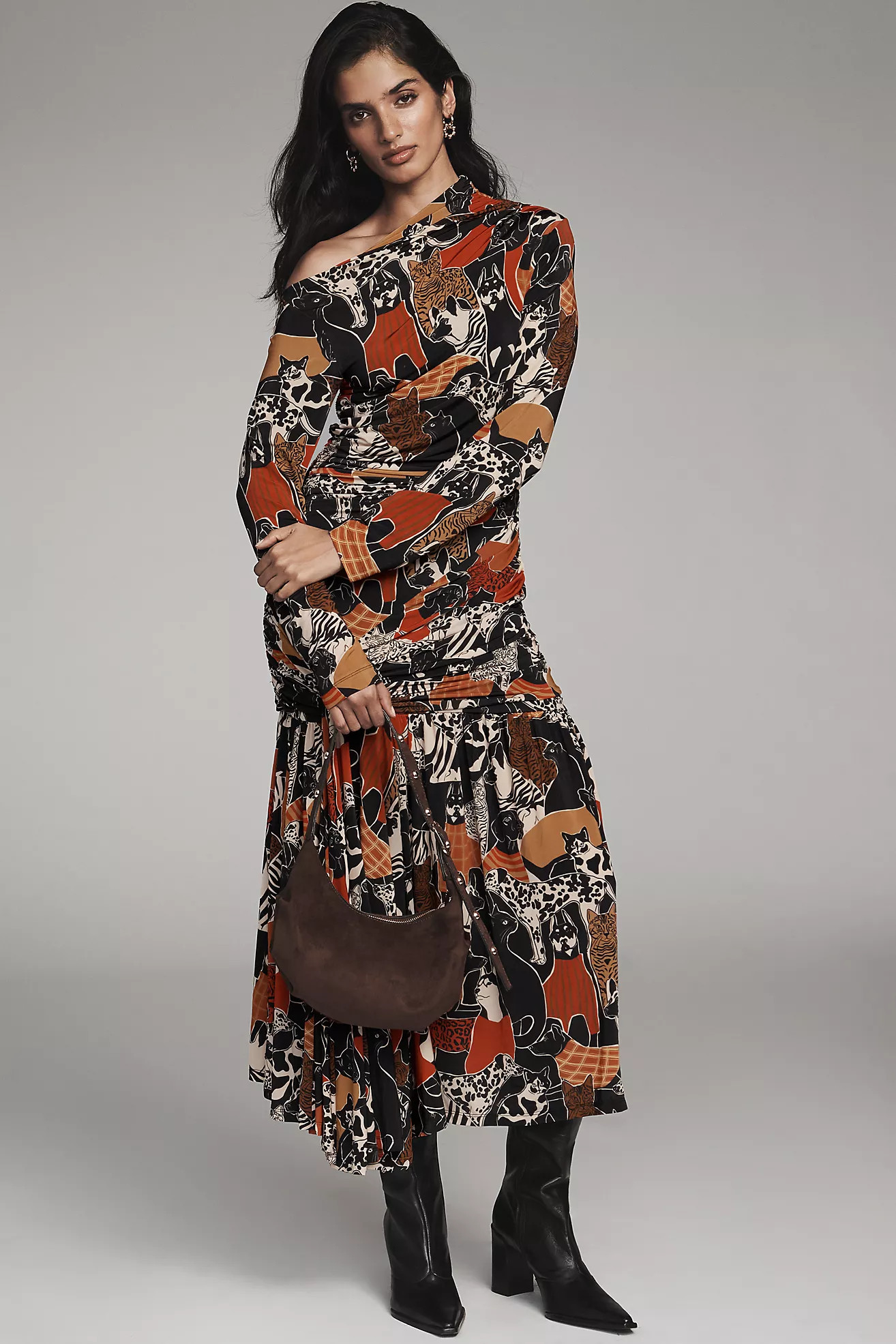Farm Rio Printed Drop-Waist Midi Dress | Anthropologie (US)