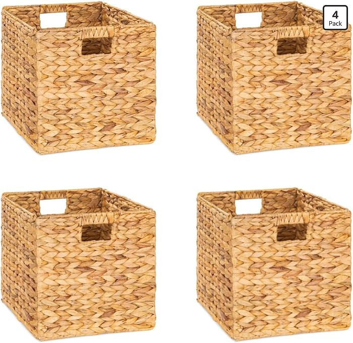 M4DECOR 10.5 x 10.5 Storage Cubes \u2013 Water Hyacinth Wicker Baskets for Organizing, Wicker Sto... | Amazon (US)