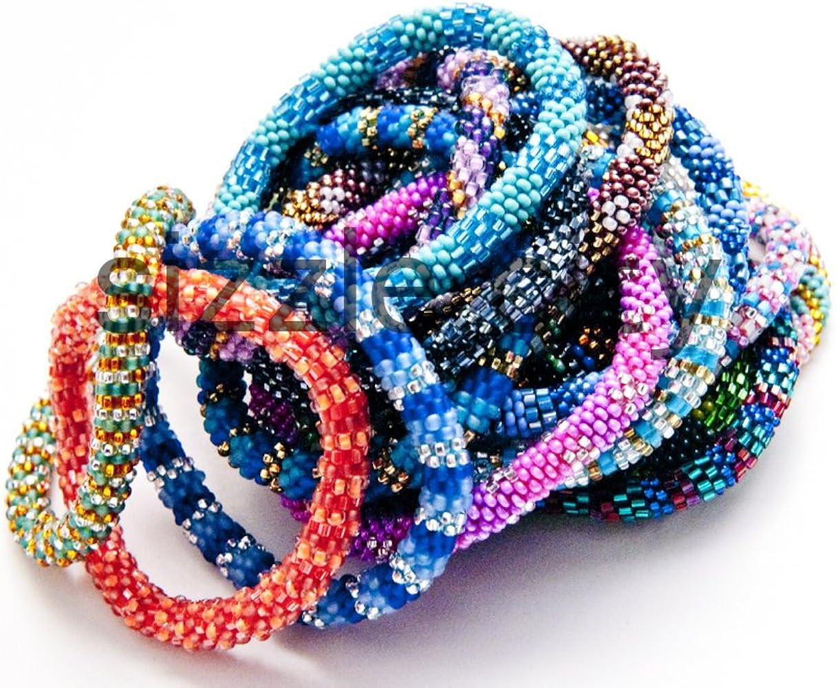 Nepal Crochet Glass Seed Bead Beaded Bracelets 1 Dozen Randomly Selected Mix (12 Bracelets) | Amazon (US)