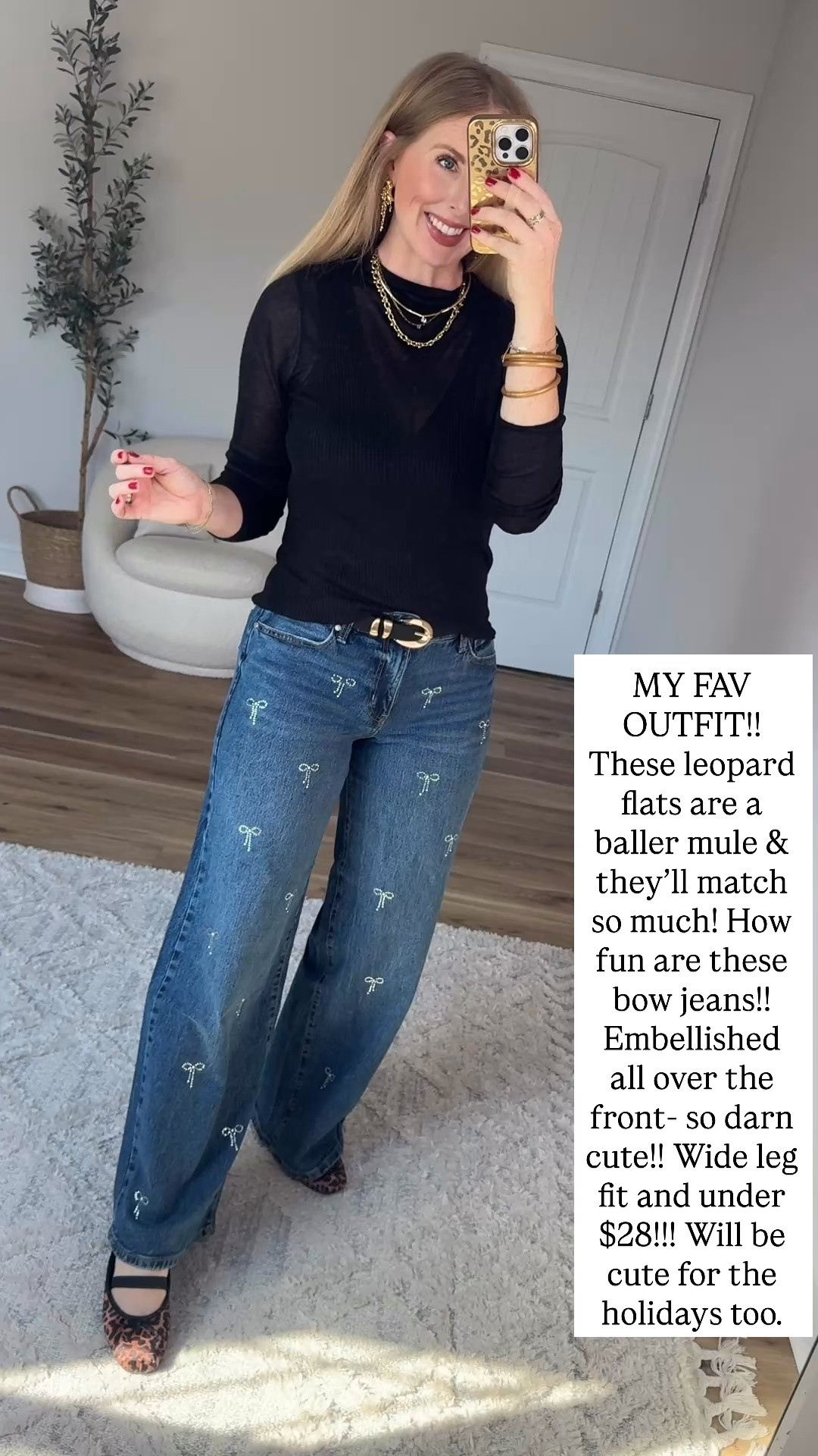 Mesh top and bow embellished jeans from Walmart!