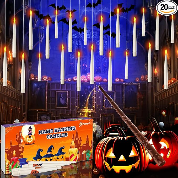 Halloween Decorations, 20pcs Floating Candles with Wand Remote, Flickering Warmer Light Flameless... | Amazon (US)