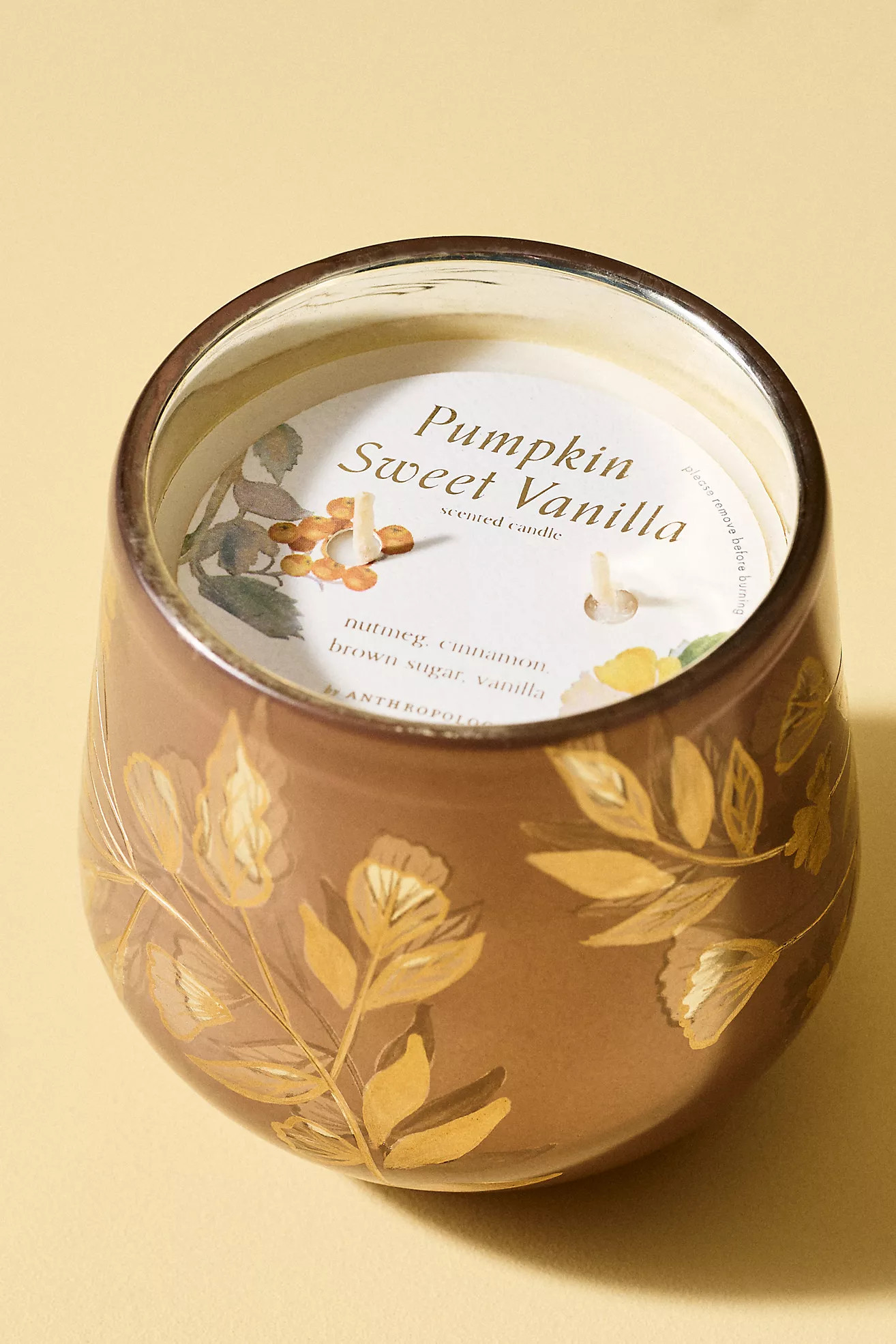 Fallen Leaves Pumpkin Sweet Vanilla Glass Candle | Anthropologie (US)