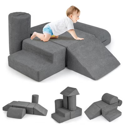 Costway 6 Pcs Toddler Climbing Blocks with Handles Chenille Fabric Cover Corner Play Gym | Target