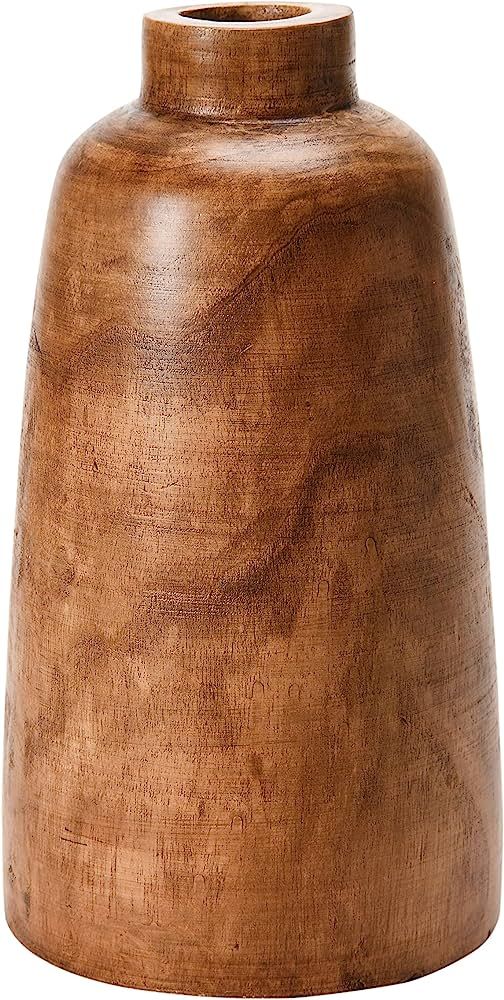 Creative Co-Op Paulownia Wood, Brown Vase, Walnut | Amazon (US)