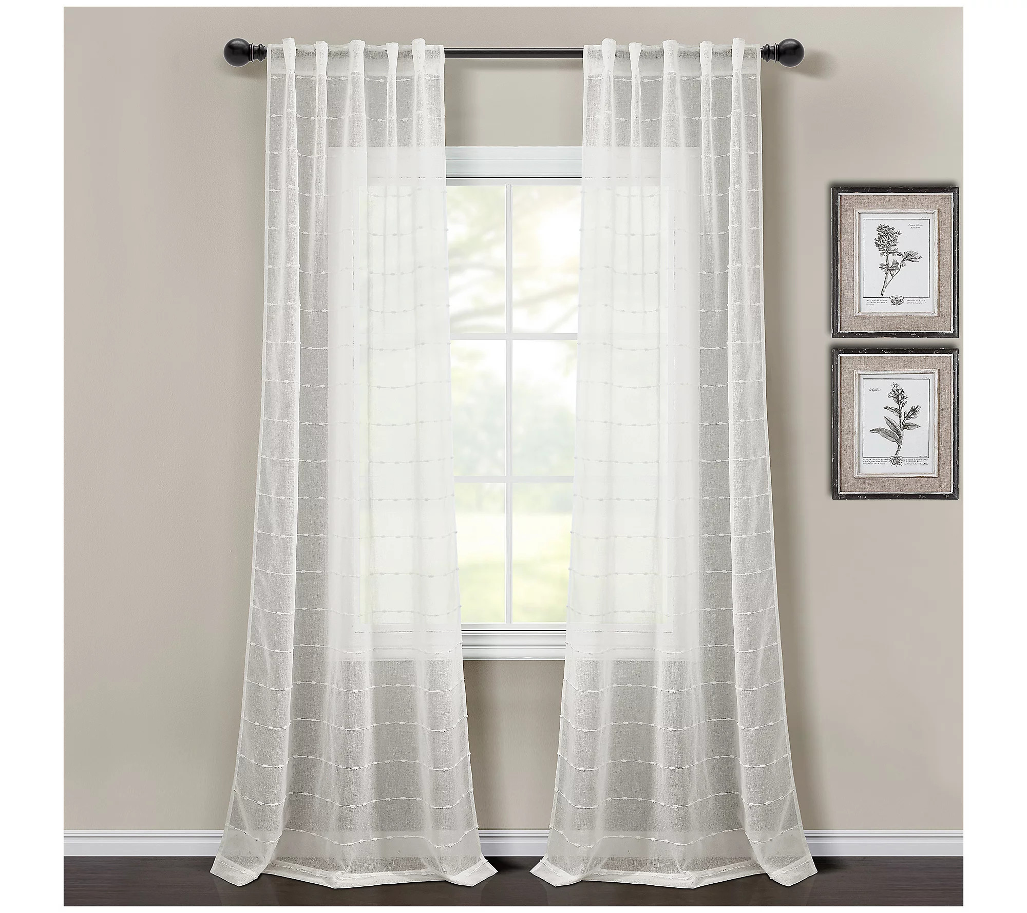 Farmhouse Textured Sheer White 38x84 Set by Lus h Decor | QVC