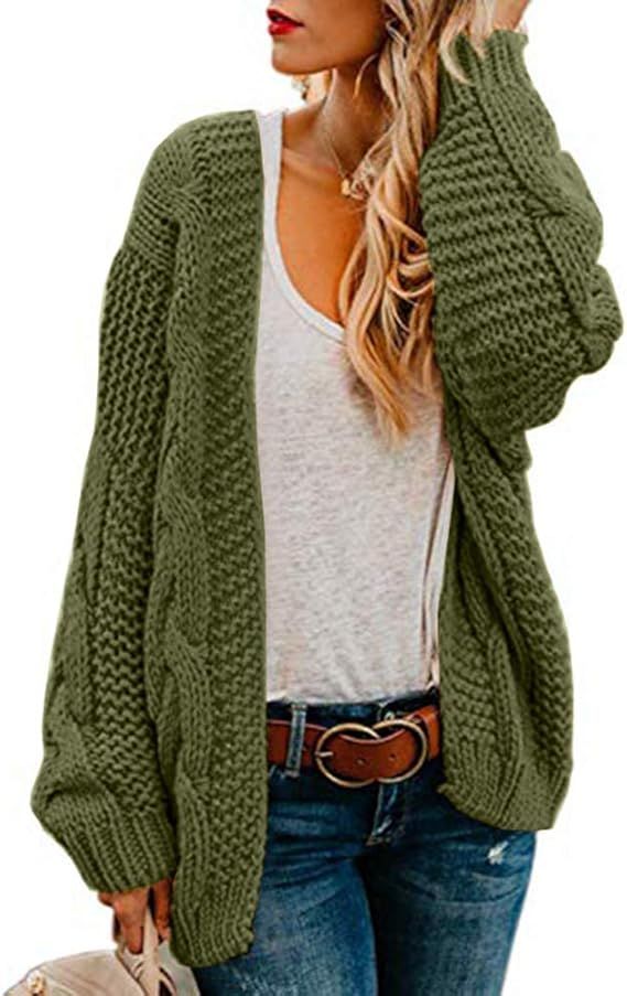Ferrtye Womens Oversized Chunky Open Front Cardigan Sweaters Cable Knit Long Sleeve Boyfriend Car... | Amazon (US)