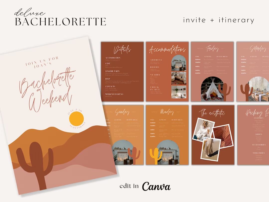 Desert Bachelorette Invite Template, Scottsdale Bachelorette Party, Bachelorette Itinerary, Scott... | Etsy (US)