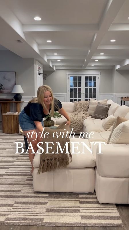 Styling our basement with warm and neutral tones, brown and beige. My favorite greenery here is from Amazon! Affordable and realistic looking. 

#basement #Amazonfind #Amazonhome #sofasectional #Wayfairfinds #coffeetable #throwblnket #throwpillow #rug #summeroutfit 

#LTKsalealert #LTKFind #LTKhome