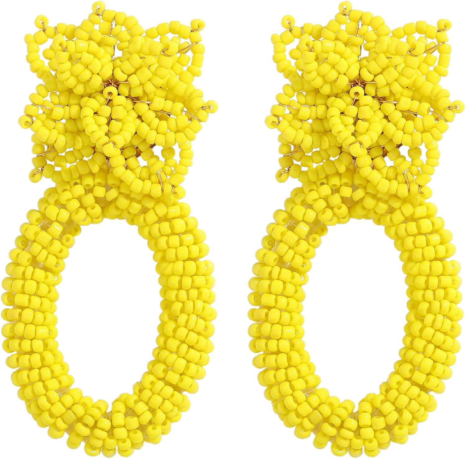 LITRENDY Beaded Earrings Handmade Multicolored Seed Bead Summer Bohemian Tassel Dangle Earrings C... | Amazon (US)