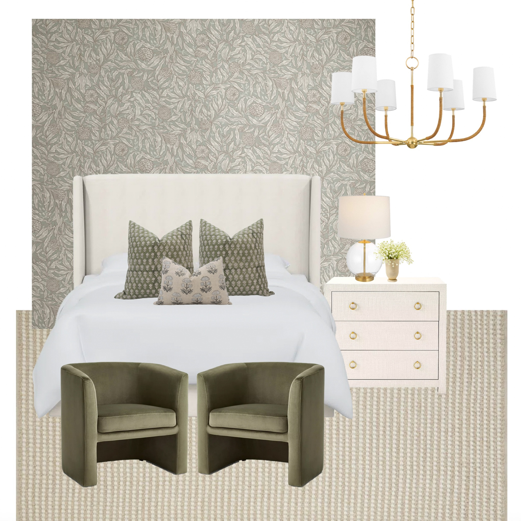 Casual Coastal Meets Luxe Hotel
#bedroomdecor #bedroomdesign #coastalhome #coastaldecor #wallpaper #homedecor #accentchairs #nightstands #chandelier #bedroom

#LTKhome