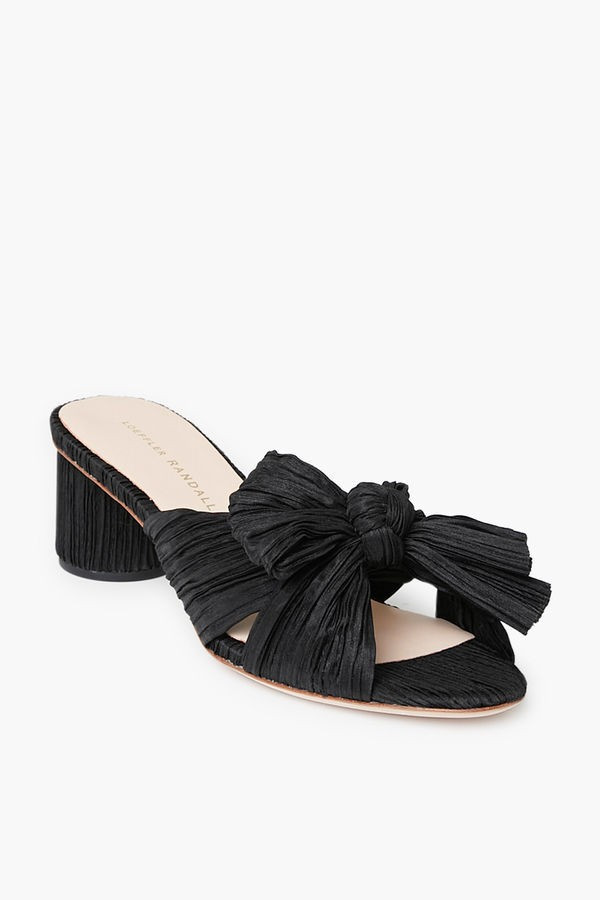 Black Emilia Pleated Knot Mules | Tuckernuck (US)