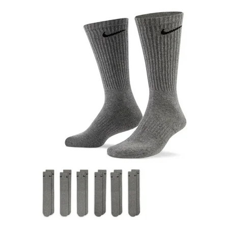 Men s Nike 6-Pack Everyday Cushioned Crew Training Socks Color: Gray Size: 8-12 | Walmart (US)