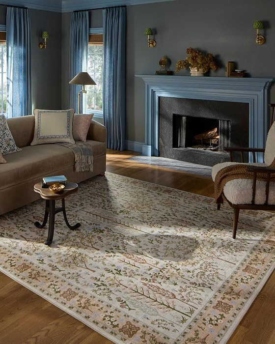 Loloi Rifle Paper Co. Canopy Collection CNP-01 Cream 5'-0" x 7'-6" Area Rug | Amazon (US)