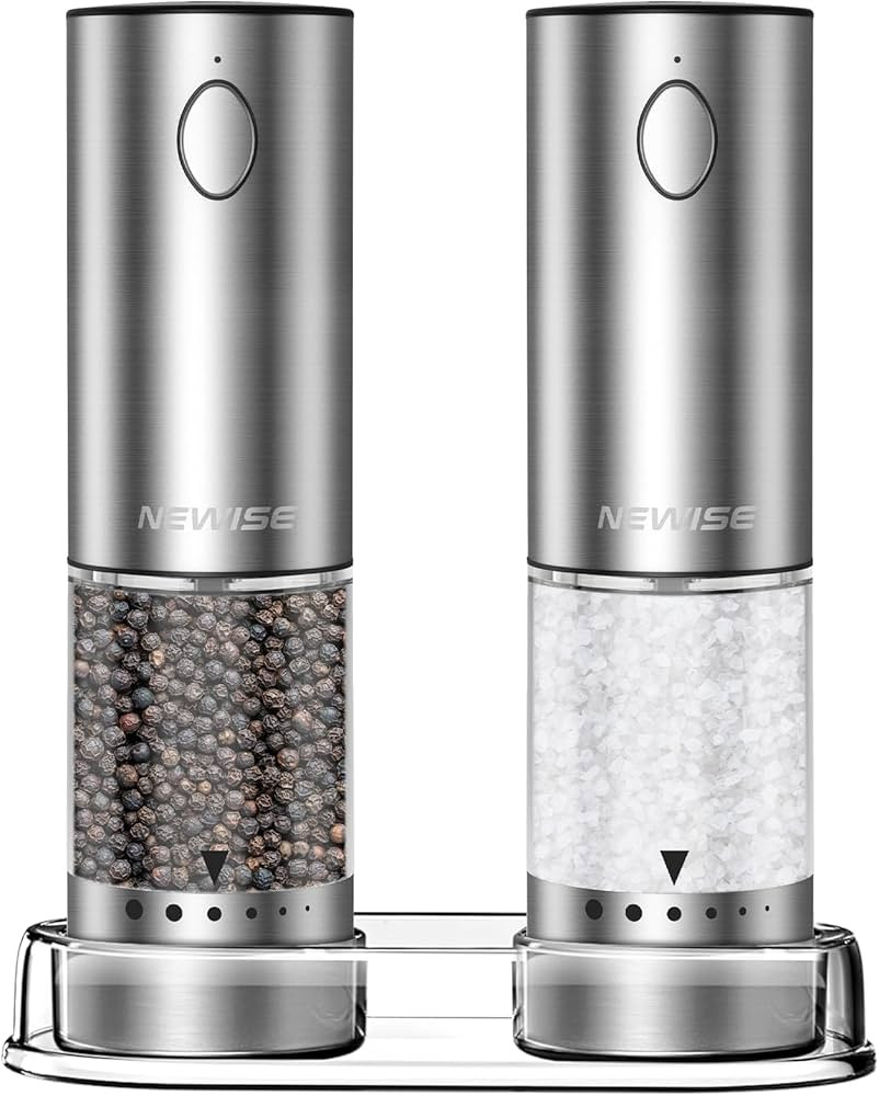 Electric Salt and Pepper Grinder Set - Christmas Kitchen Gift, Rechargeable with LED Lights, Stai... | Amazon (US)