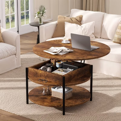 WOWLIVE 36"W Lift Top Coffee Table with Storage, Round Wood Coffee Table for Living Room | Target