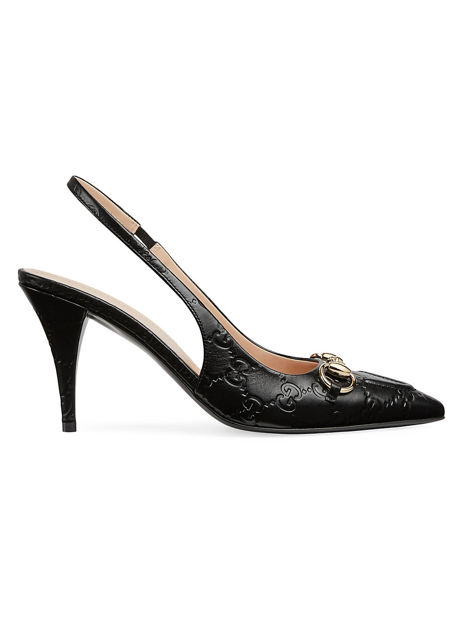 Women's 80MM GG Horsebit Pumps - Black - Size 5.5 | Saks Fifth Avenue