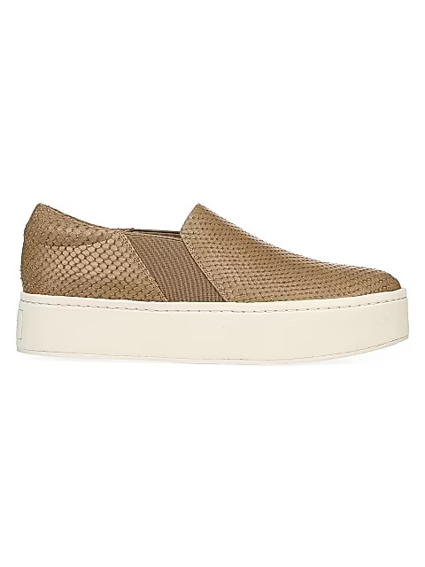 Warren Slip-On Platform Snakeskin-Embossed Leather Sneakers | Saks Fifth Avenue