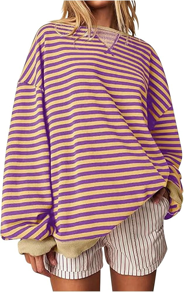 Striped Shirt Women, Sweatshirt Doop Top Dupes Dupe Striped Sweatshirt Look Alike, Large, 02# Bla... | Amazon (US)