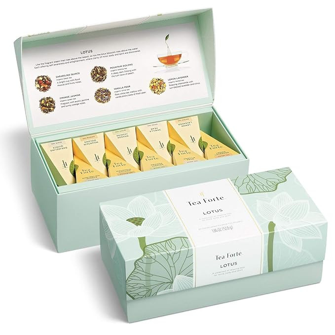 Tea Forte Lotus Relaxing Teas Presentation Box Tea Sampler Gift Set, 20 Assorted Tea Infuser Bags | Amazon (US)