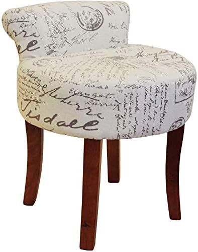 WATSONS LYON - Low Back Chair/Padded Stool with Retro French Print and Wood Legs - Cream/Brown | Amazon (UK)