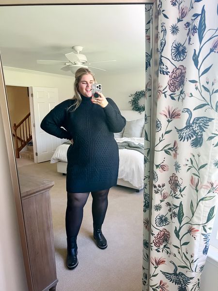 Wearing a 2x in dress and tights ✨ 

Plus size fall outfit, plus size thanksgiving outfit, plus size sweater dress, plus size cozy outfit 

#LTKfit #LTKstyletip #LTKcurves