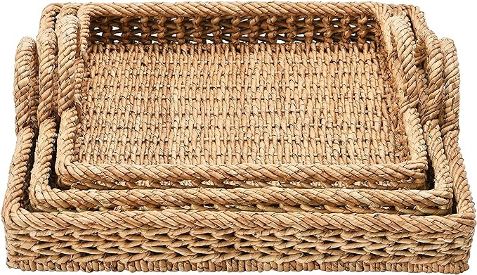 Creative Co-Op S/3 Decorative Water Hyacinth Tray, Natural, 3 | Amazon (US)
