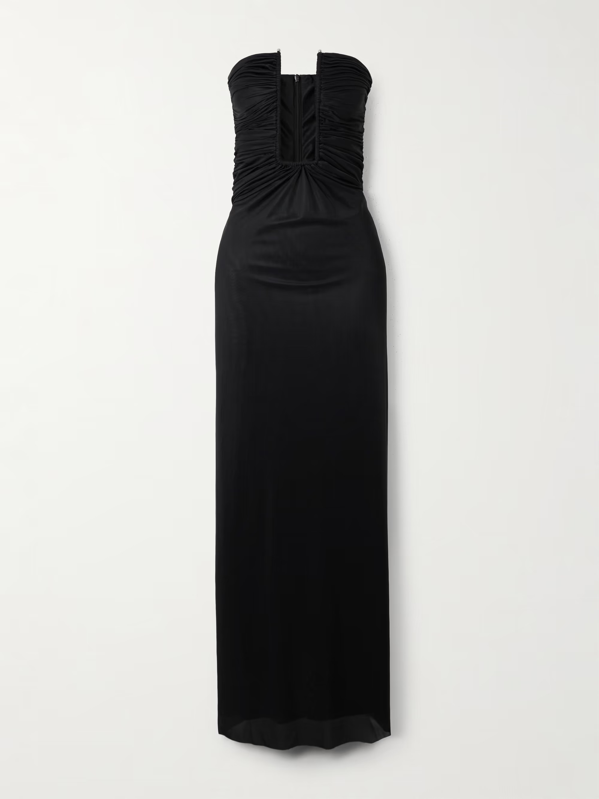 Strapless gathered satin-jersey maxi dress | NET-A-PORTER (UK & EU)