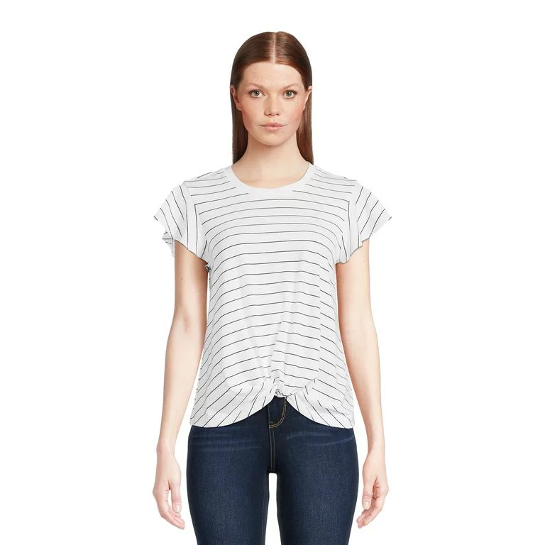 Time and Tru Women's Twist Top with Short Sleeves | Walmart (US)