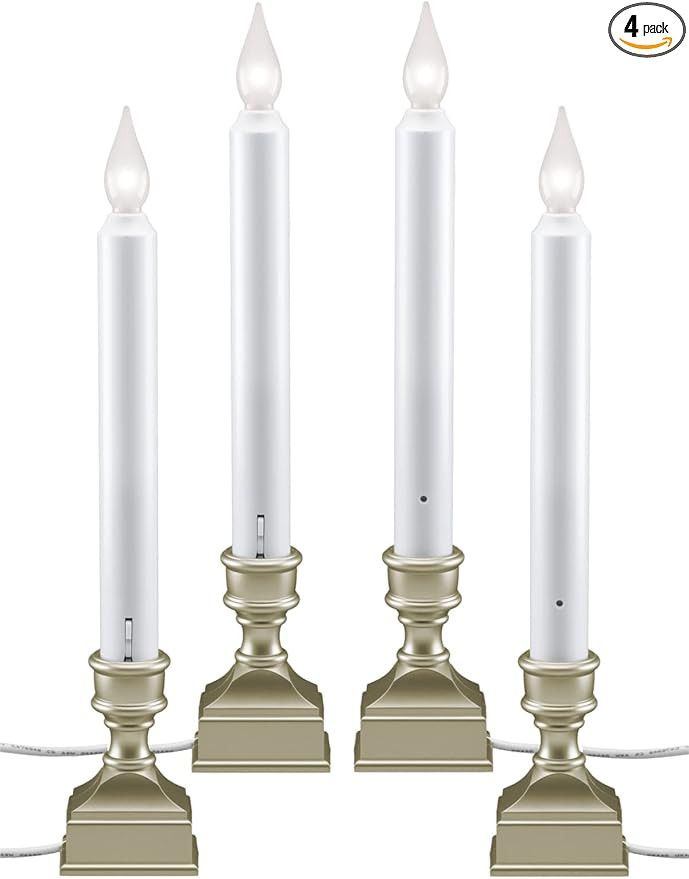 612 Vermont LED Electric Window Candles with Bright Hot Spot, Sensor Dusk to Dawn, Flicker Flame ... | Amazon (US)