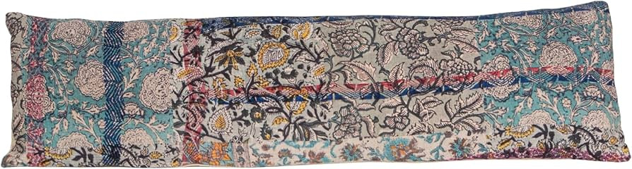 Creative Co-Op Vintage Cotton Printed Rali Lumbar Pillow with Embroidery, Multicolor | Amazon (US)