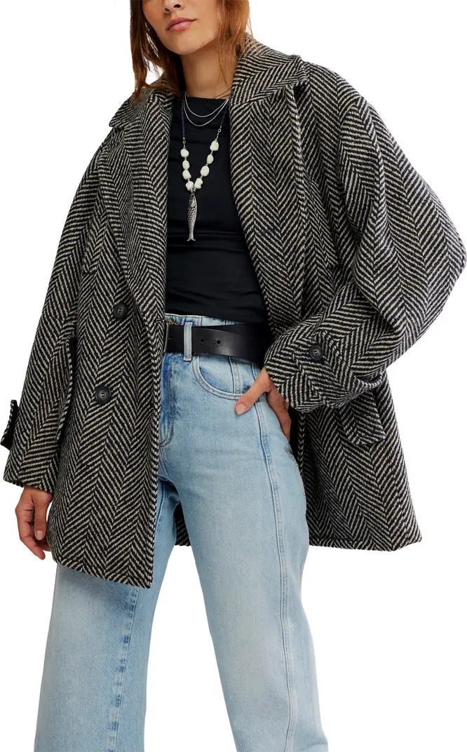 Free People Ari Herringbone Peacoat | Nordstrom | Nordstrom